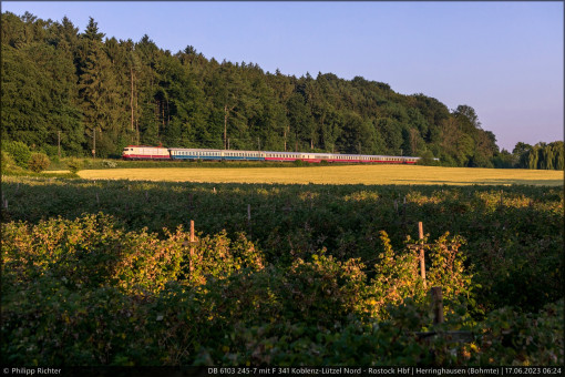 DB 6103 245-7 mit F 341 Koblenz-Lützel Nord - Rostock Hbf in Herringhausen (Bohmte) am 17.06.2023