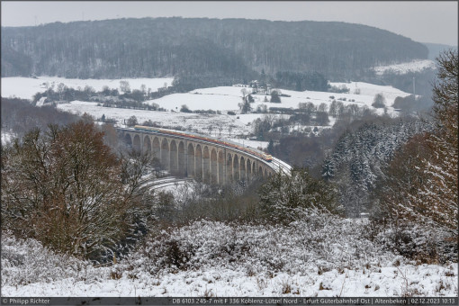 DB 6103 245-7 mit F 336 Koblenz-Lützel Nord - Erfurt Güterbahnhof Ost in Altenbeken am 02.12.2023