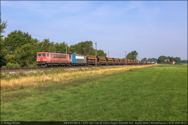 DB 6155 065-6 + 6155 138-1 mit EZ 51252 Hagen-Vorhalle Vof - Seelze West in Westerhausen